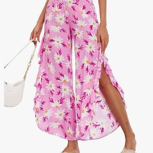 🔥🆕🔥Famulily Floral Pink Women's Wide-Leg Pants​